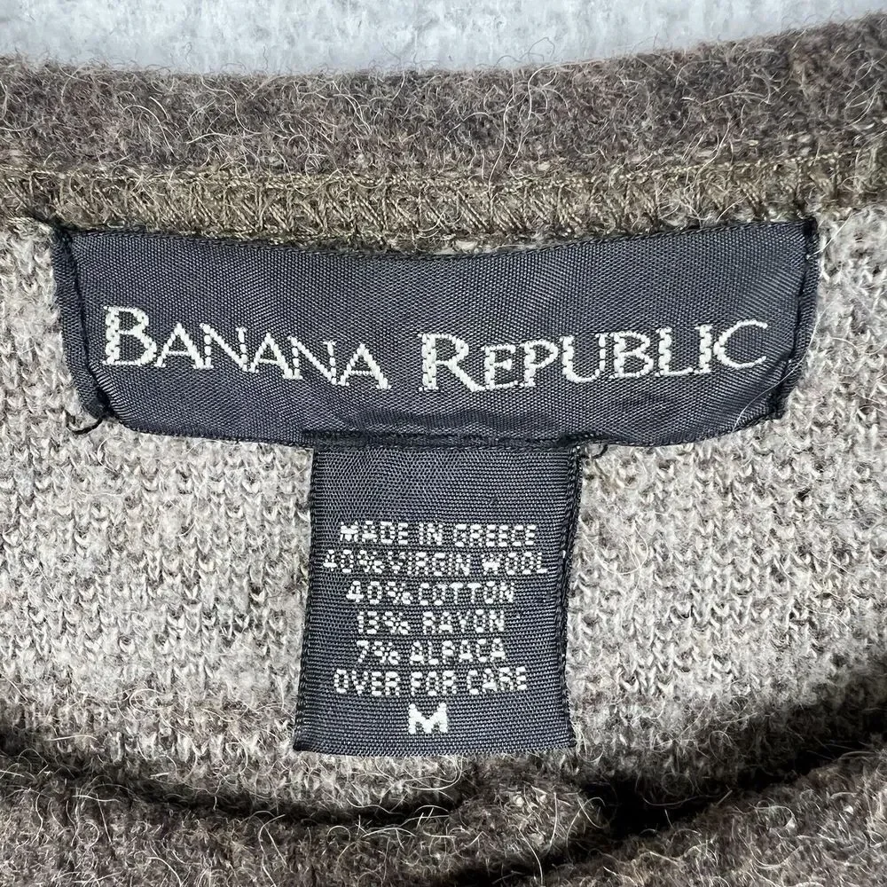 Banana Republic‎ Sweater Mens Medium Brown Striped Alpaca Wool Blend Pullover